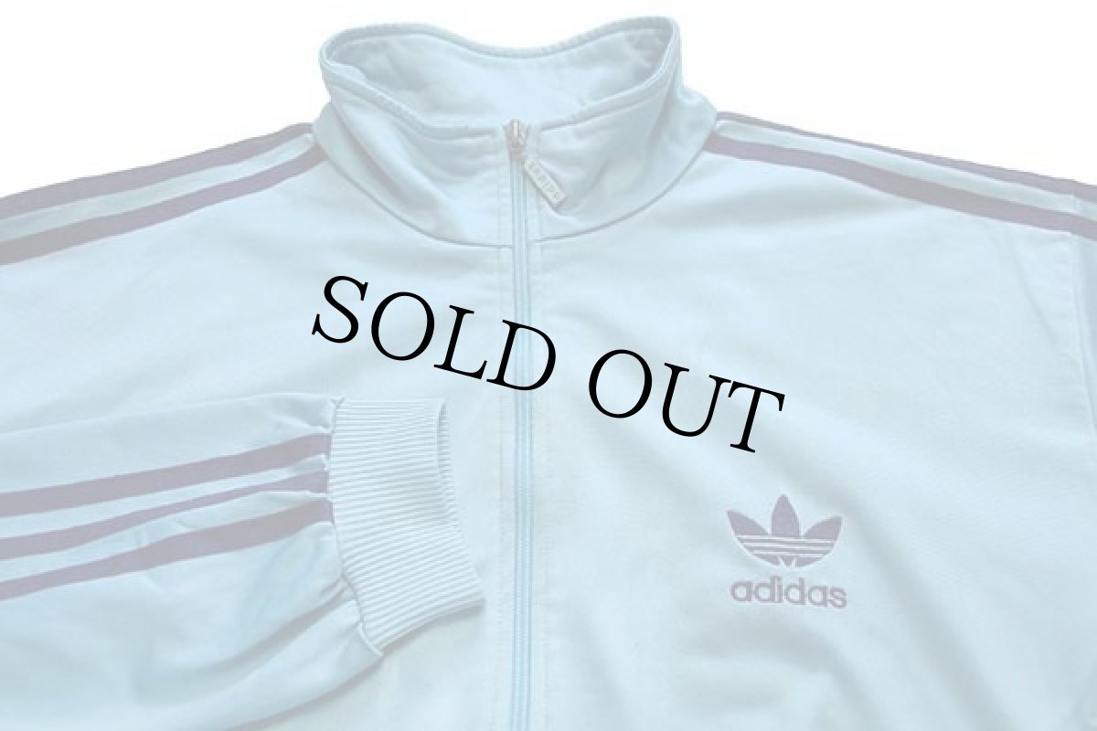 画像3: 90s adidasアディダス トレフォイル ビッグロゴ刺繍 トラックジャケット 水色×紺★ジャージ (3)