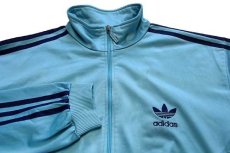 画像3: 90s adidasアディダス トレフォイル ビッグロゴ刺繍 トラックジャケット 水色×紺★ジャージ (3)