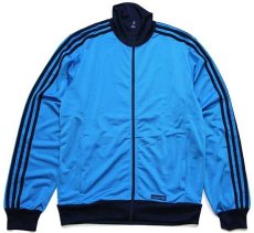 画像1: 00s adidasアディダス ツートン 切り替え ハイネック トラックジャケット 青×紺 M★ジャージ (1)