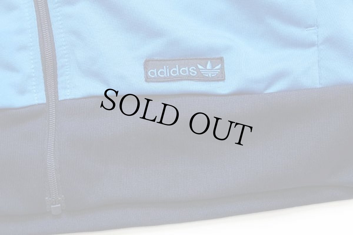 画像5: 00s adidasアディダス ツートン 切り替え ハイネック トラックジャケット 青×紺 M★ジャージ (5)