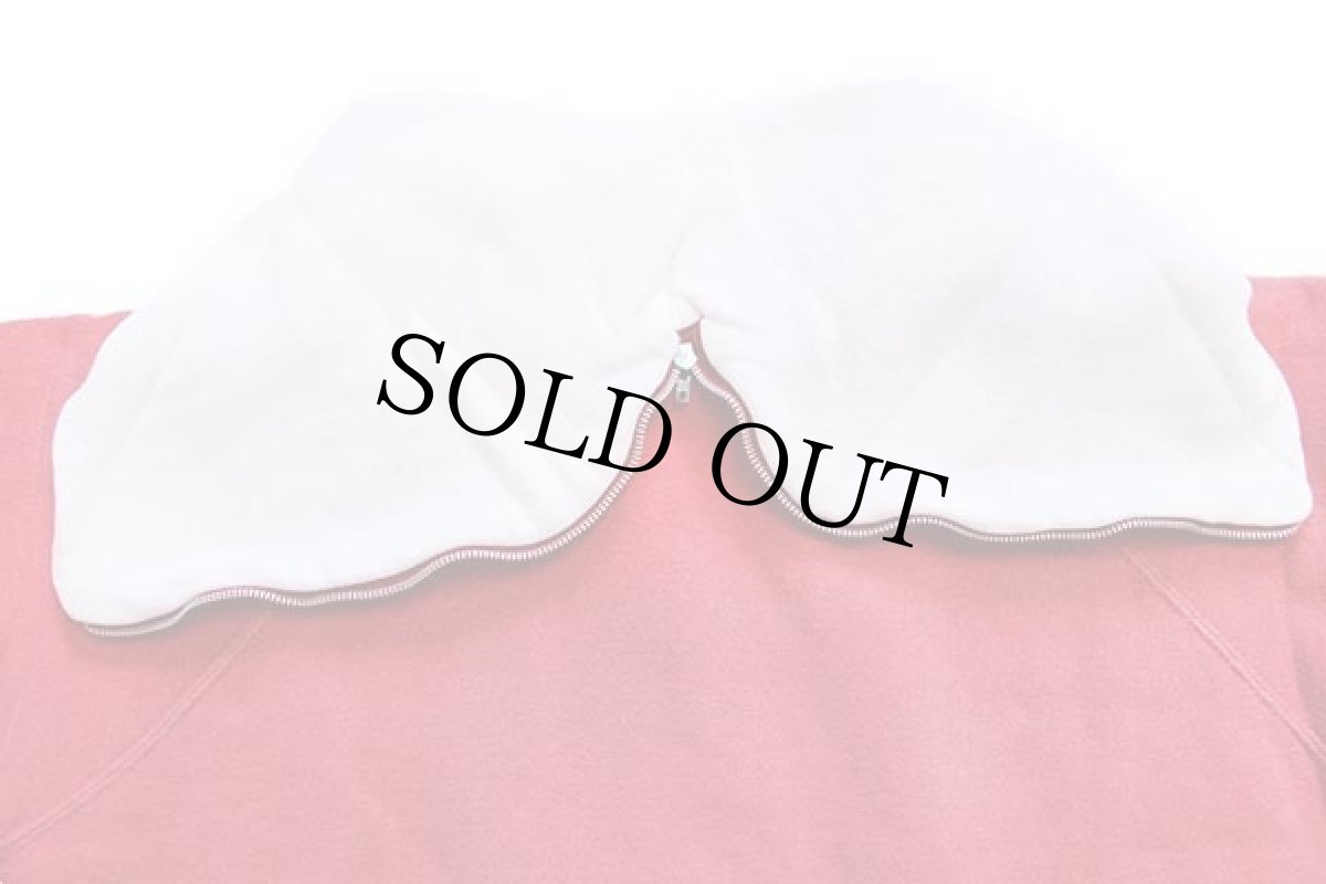 画像4: 60s UNKNOWN 無地 ツートン コットン スウェットパーカー 赤×白 フェード (4)