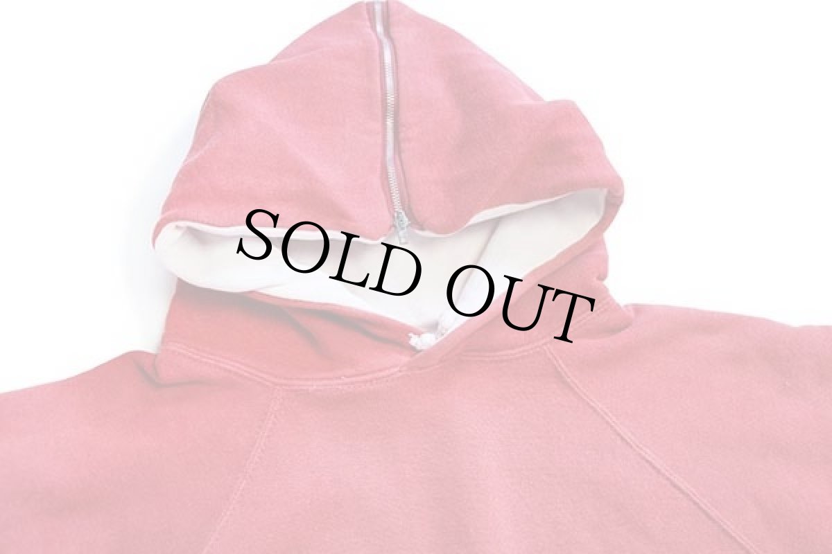 画像3: 60s UNKNOWN 無地 ツートン コットン スウェットパーカー 赤×白 フェード (3)