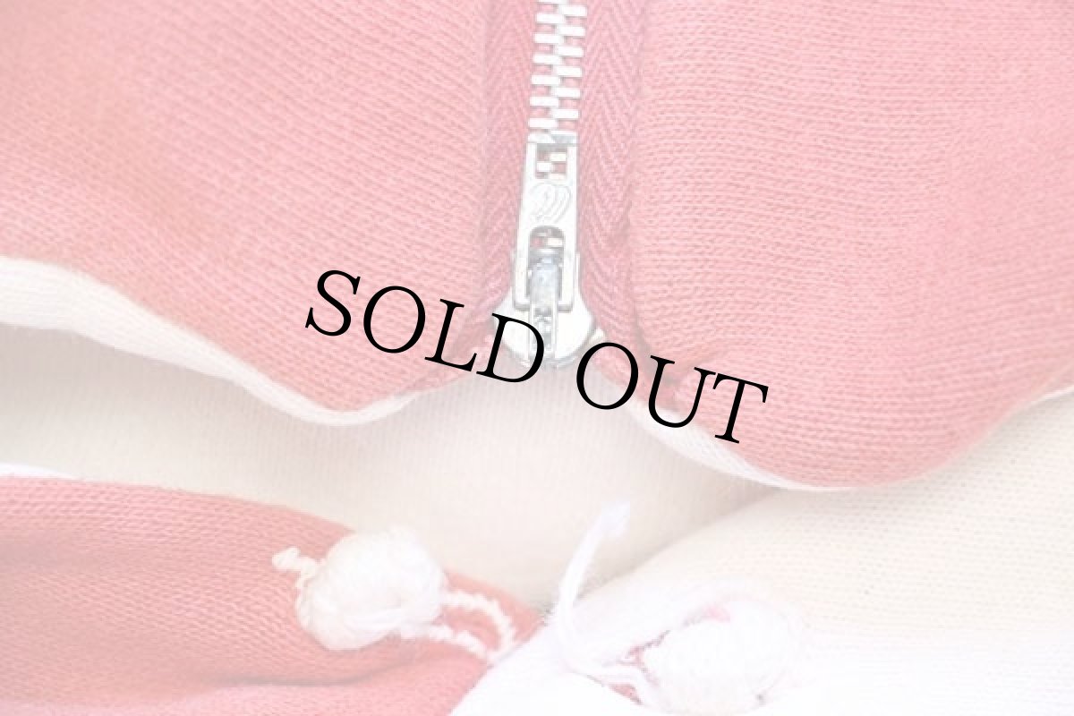 画像6: 60s UNKNOWN 無地 ツートン コットン スウェットパーカー 赤×白 フェード (6)