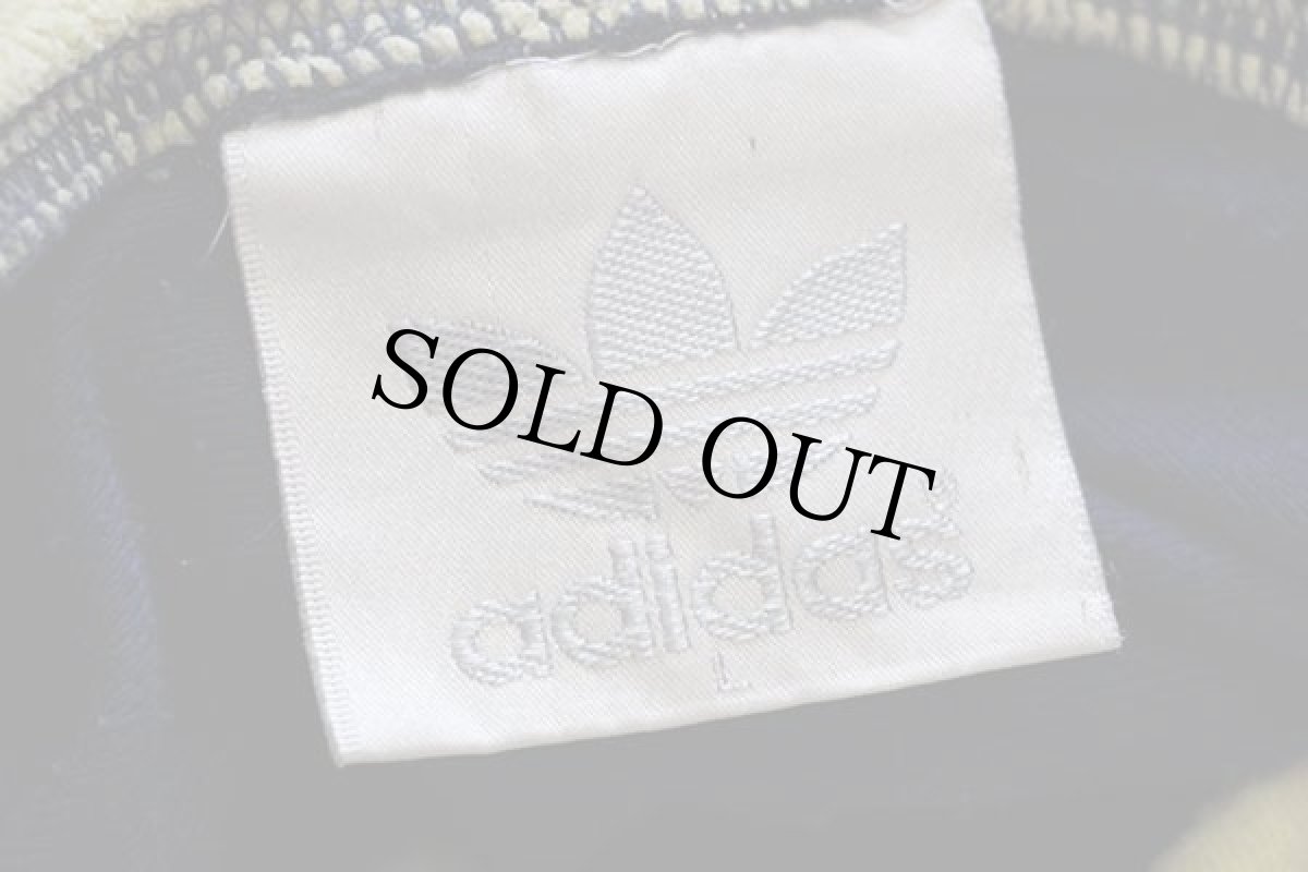 画像4: 90s adidasアディダス トレフォイル ロゴ ツートン フリース 切り替え トラックジャケット パーカー 紺×薄黄 L★ジャージ (4)