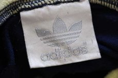 画像4: 90s adidasアディダス トレフォイル ロゴ ツートン フリース 切り替え トラックジャケット パーカー 紺×薄黄 L★ジャージ (4)