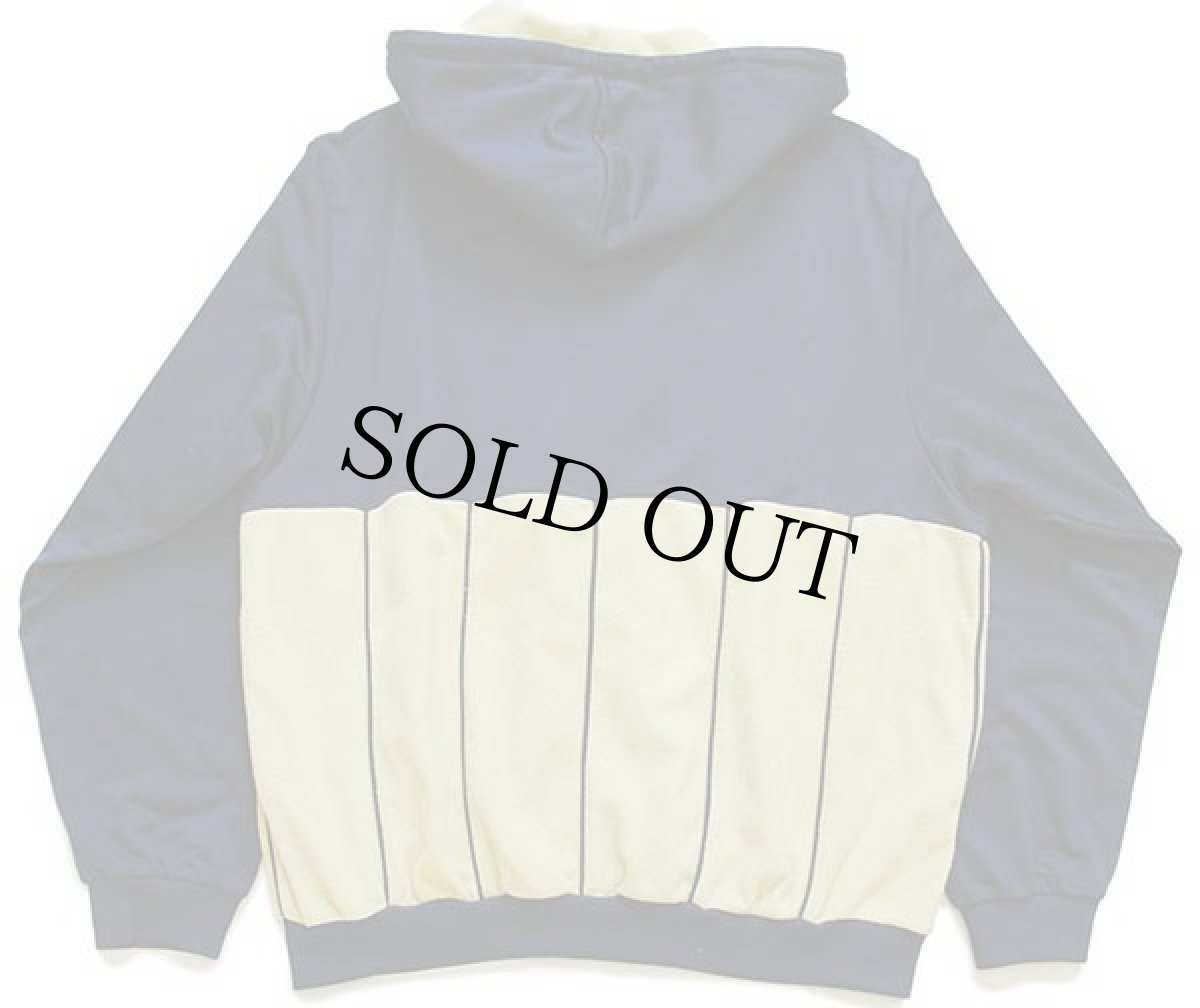 画像2: 90s adidasアディダス トレフォイル ロゴ ツートン フリース 切り替え トラックジャケット パーカー 紺×薄黄 L★ジャージ (2)