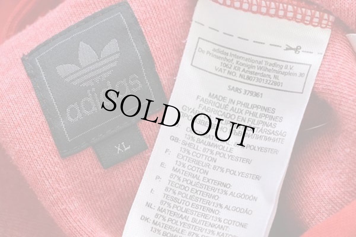 画像4: 00s adidasアディダス トレフォイル ビッグロゴ フェルトプリント トラックジャケット パーカー 赤×白 XL★ジャージ (4)