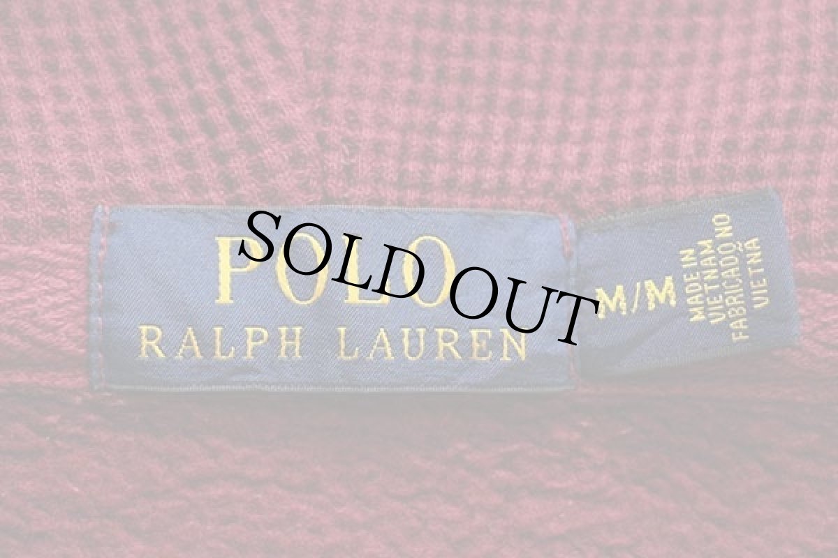 画像4: ポロ ラルフローレン ワンポイント フード裏サーマル スウェット ジップパーカー ワインレッド M (4)