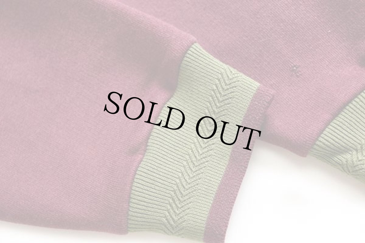 画像6: 90s イタリア製 GMF GYMNASIUM TRACK SPORTS刺繍 ツートン切り替え スウェット カーディガン オリーブ×バーガンディ S (6)