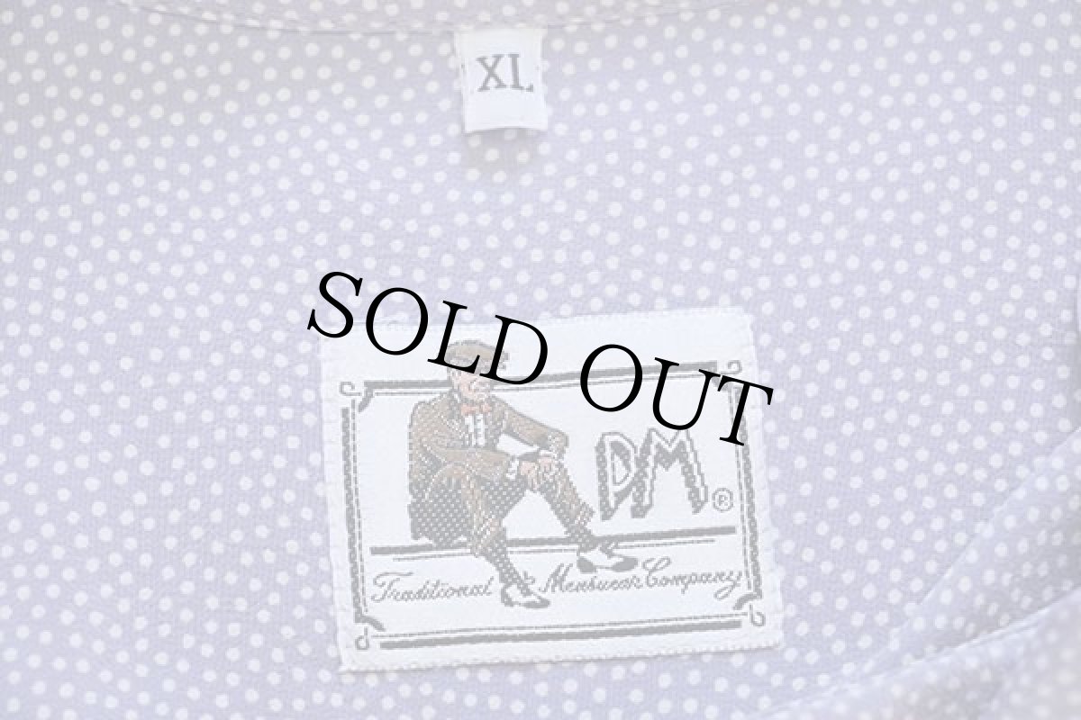 画像4: 80s PM ドット柄 レーヨンシャツ ラベンダー×白 XL (4)