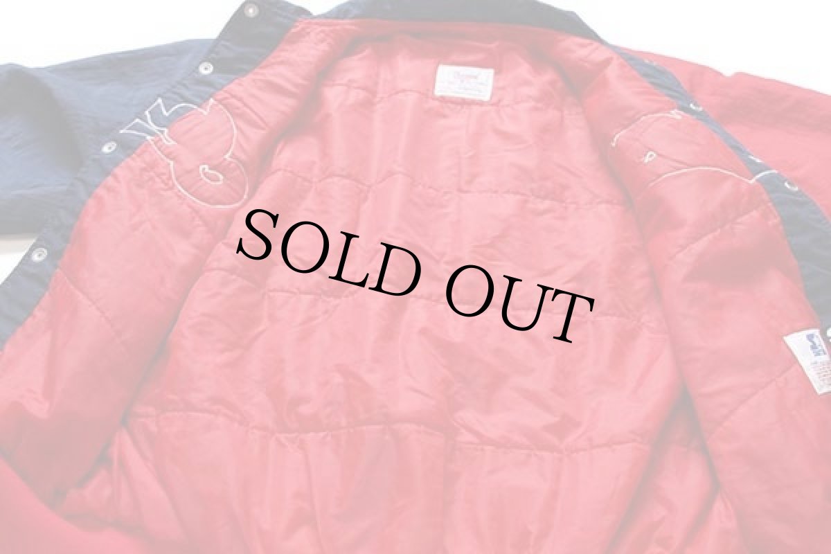 画像5: 90s USA製 STARTERスターター MLB CLEVELAND Indians ツートン アシンメトリー 中綿入り ナイロンスタジャン 紺×赤 S (5)