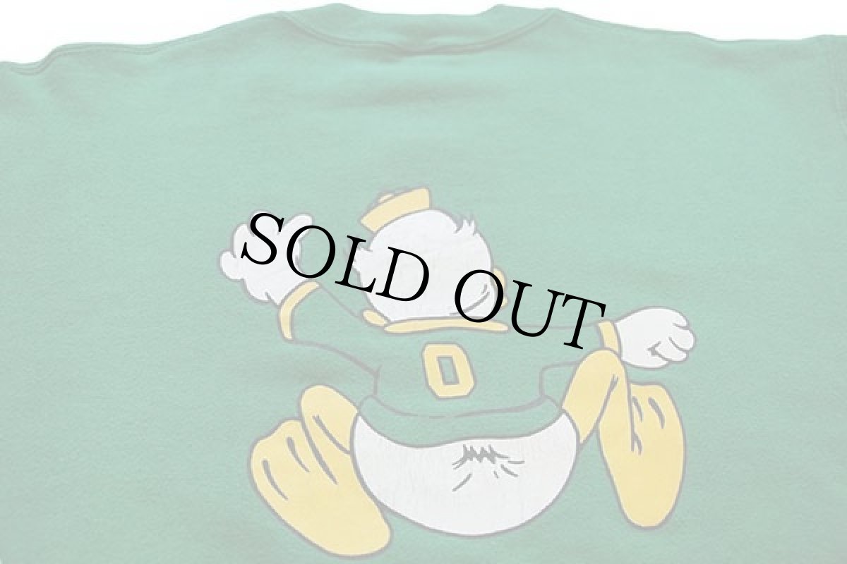 画像4: 90s USA製 OREGON ドナルドダック 両面ひび割れプリント スウェット 緑 L (4)