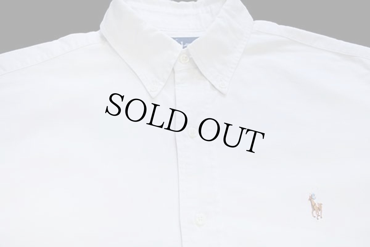 画像3: ラルフローレン ワンポイント ボタンダウン オックスフォード コットンシャツ オフホワイト 15.5★X (3)