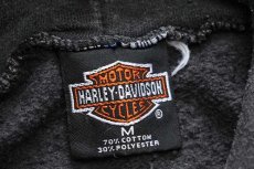 画像4: 90s 英国製 HARLEY-DAVIDSON ハーレー ダビッドソン ROMA ITALY フレイムス 両面プリント スウェットパーカー 炭黒 M★フーディー ファイヤーパターン (4)