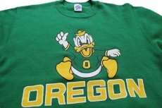 画像3: 90s USA製 OREGON ドナルドダック 両面ひび割れプリント スウェット 緑 L (3)