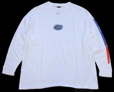 画像1: 90s NIKEナイキ Florida Gators コットン 長袖Tシャツ 白 XL (1)