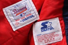 画像4: 90s USA製 STARTERスターター MLB CLEVELAND Indians ツートン アシンメトリー 中綿入り ナイロンスタジャン 紺×赤 S (4)