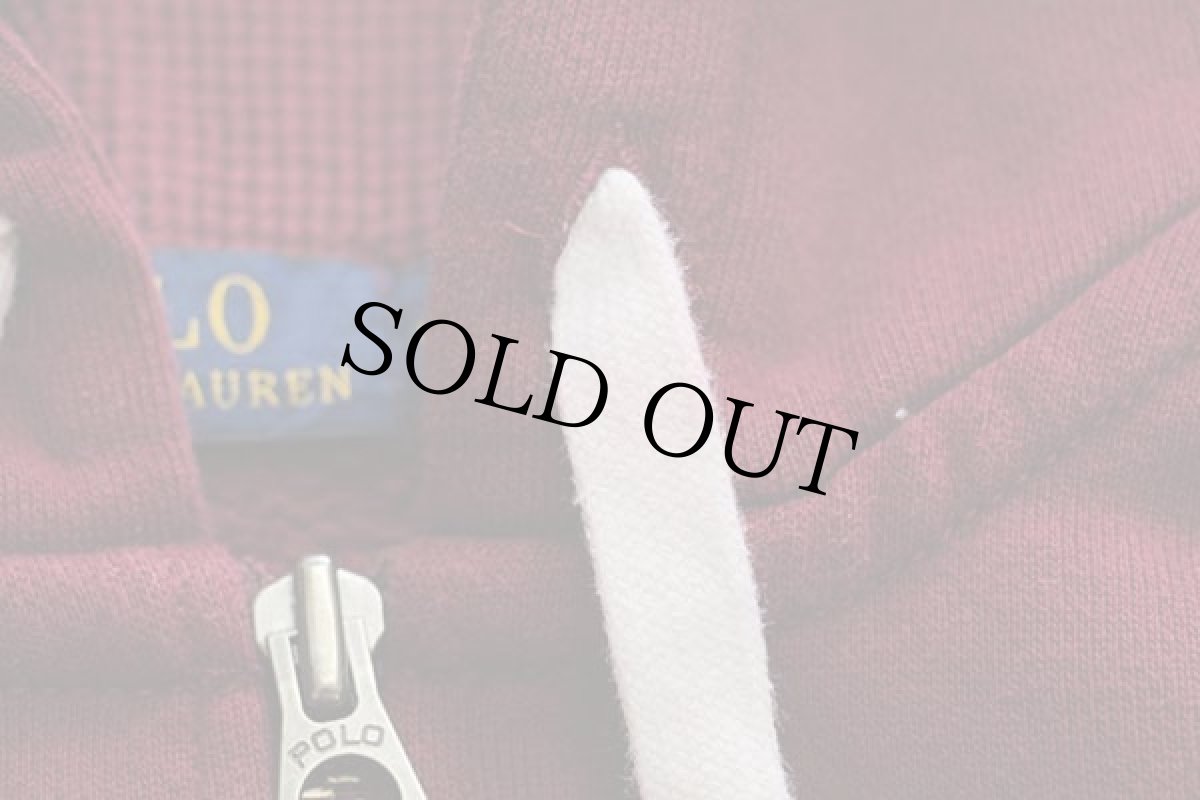 画像5: ポロ ラルフローレン ワンポイント フード裏サーマル スウェット ジップパーカー ワインレッド M (5)