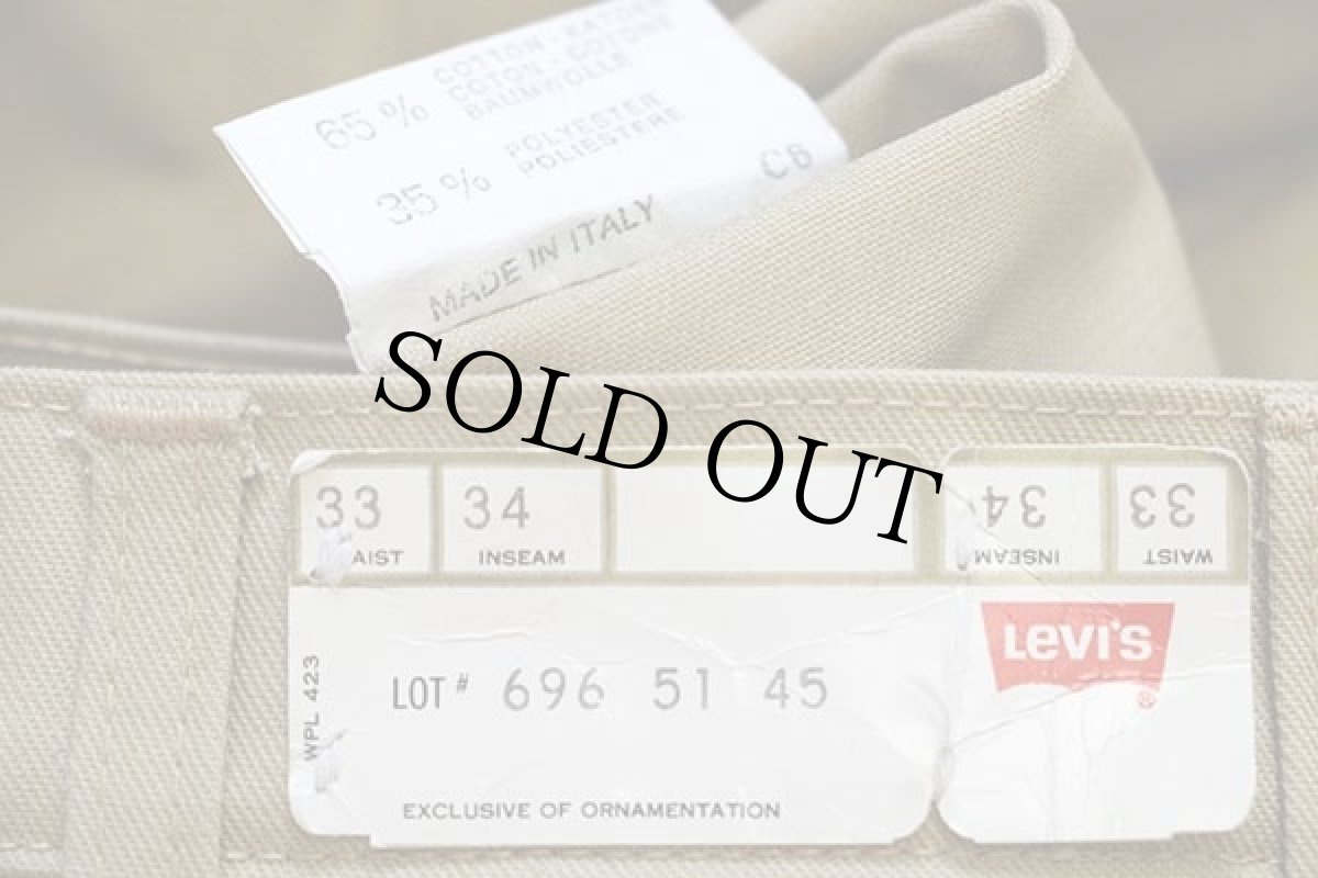 画像6: デッドストック★70s イタリア製 Levi'sリーバイス 696 ツータック ツイルパンツ 薄茶 w33 L34★ユーロ (6)