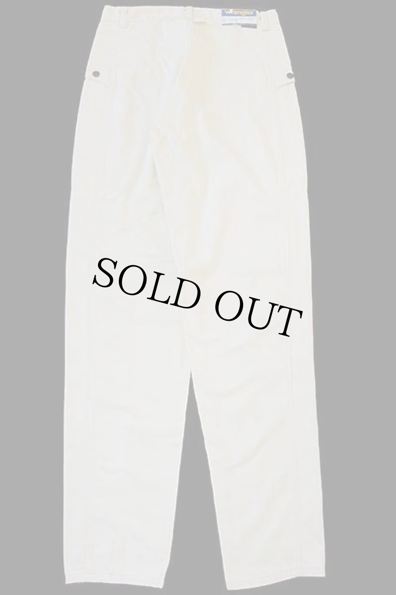 画像3: デッドストック★90s マルタ製 Wranglerラングラー テーパード コットンサテン パンツ 生成り w32 L34★ユーロ (3)