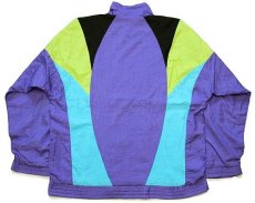 画像2: 90s adidasアディダス トレフォイル ロゴ刺繍 マルチカラー 切り替え ナイロンジャケット 蛍光 (2)