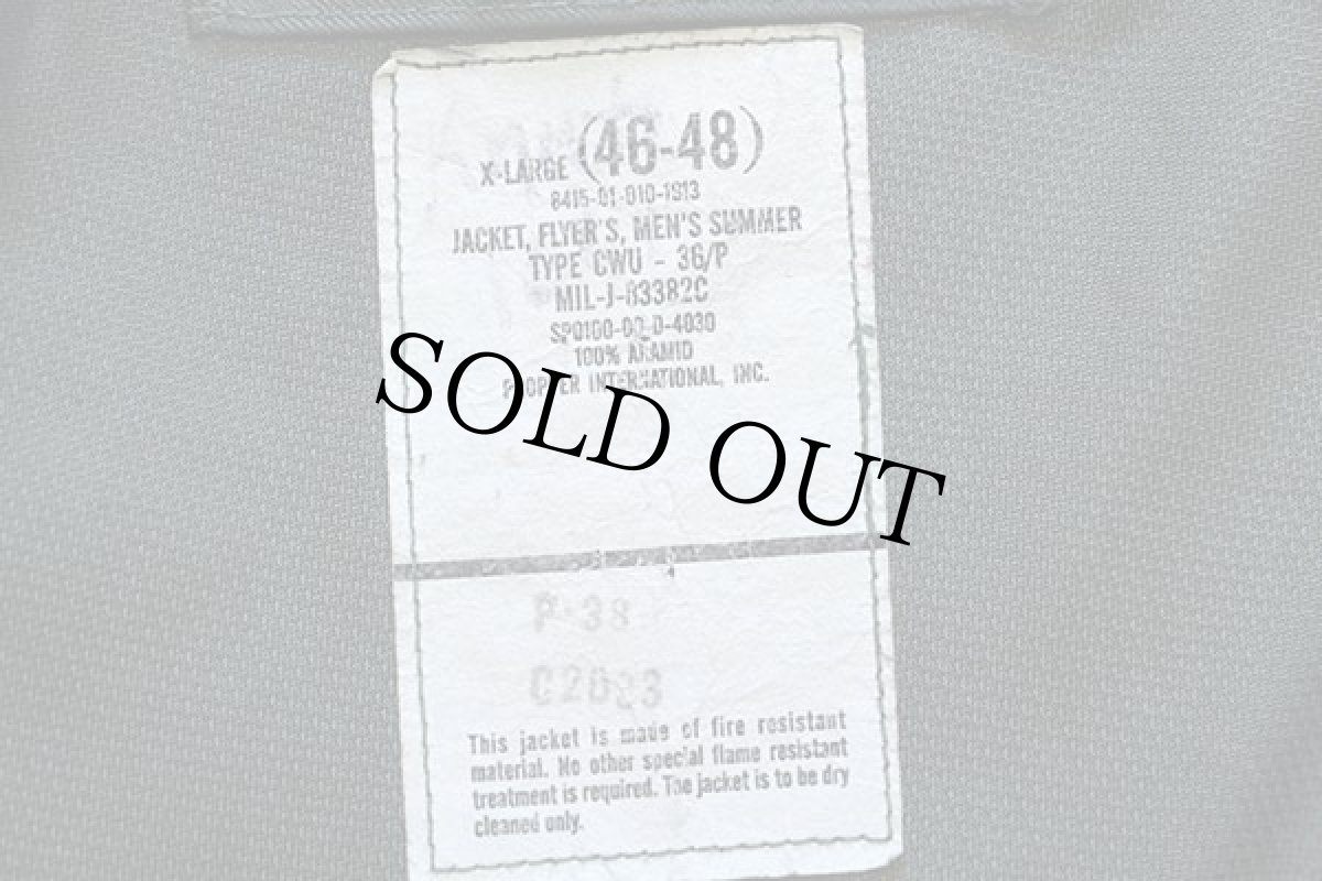 画像4: 00s 米軍 USAF CWU-36/P アラミド フライトジャケット セージグリーン XL (4)