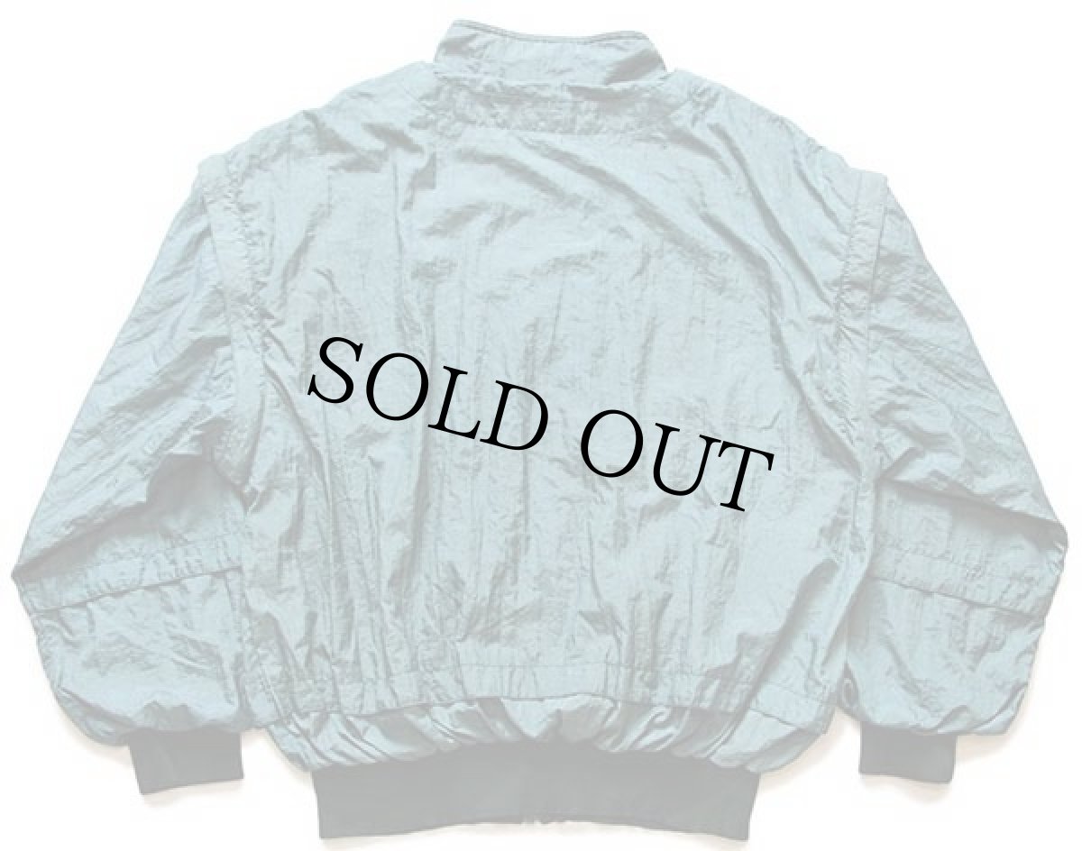 画像2: 90s adidasアディダス トレフォイル ロゴ刺繍 2WAY ナイロンジャケット 薄緑 (2)