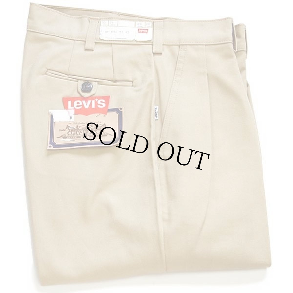 画像1: デッドストック★70s イタリア製 Levi'sリーバイス 696 ツータック ツイルパンツ 薄茶 w33 L34★ユーロ (1)