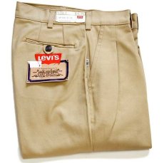 画像1: デッドストック★70s イタリア製 Levi'sリーバイス 696 ツータック ツイルパンツ 薄茶 w33 L34★ユーロ (1)