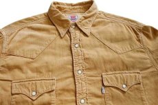 画像3: 90s Levi'sリーバイス コットン コーデュロイ ウエスタンシャツ 薄茶 XL★ユーロ (3)