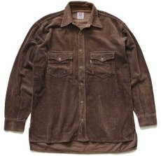 画像1: 90s イタリア製 Levi'sリーバイス コットン 太畝 コーデュロイ シャツジャケット 焦げ茶 M★ユーロ (1)