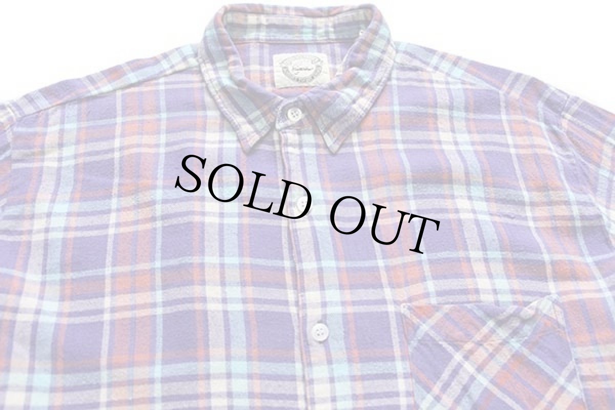 画像3: 80s JACKSON'S FINEST SHIRTS チェック コットン ライトネル グランパシャツ 43/44 (3)