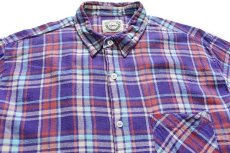 画像3: 80s JACKSON'S FINEST SHIRTS チェック コットン ライトネル グランパシャツ 43/44 (3)