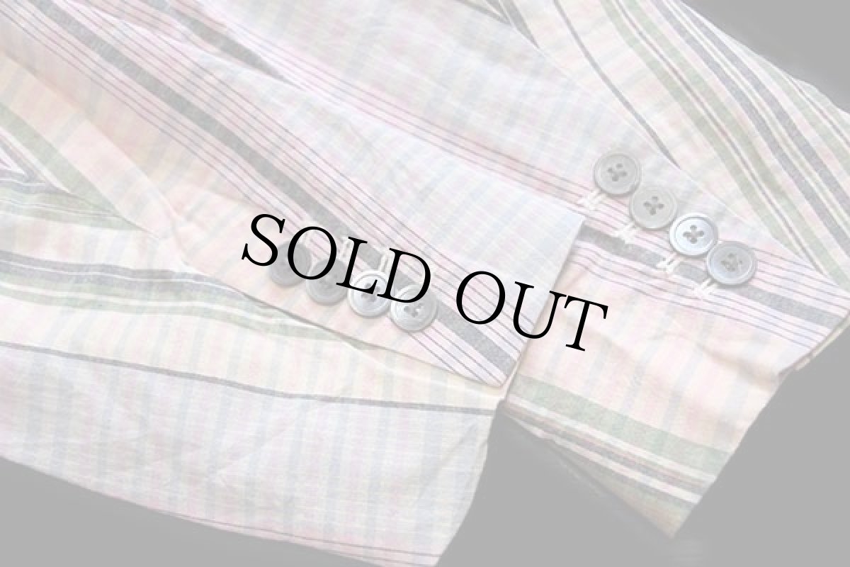 画像6: ポロ ラルフローレン マドラスチェック 3つボタン テーラードジャケット パステルカラー 42R (6)