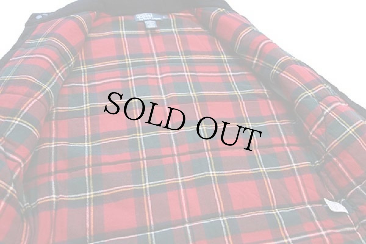 画像5: ポロ ラルフローレン ワンポイント タータンチェック ネルライナー 中綿入り スウェットベスト 黒 S (5)