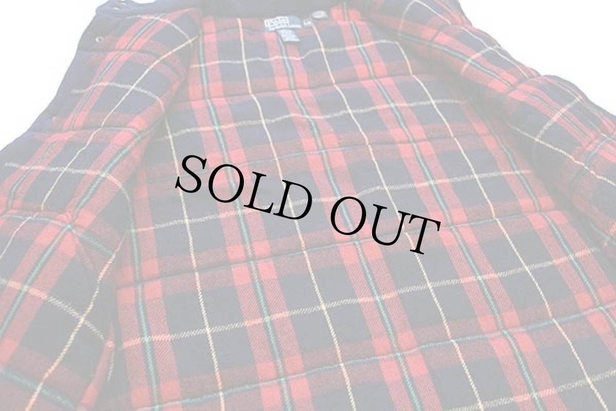 画像5: ポロ ラルフローレン ワンポイント タータンチェック フランネルライナー 中綿入り スウェットベスト ナス紺 L (5)