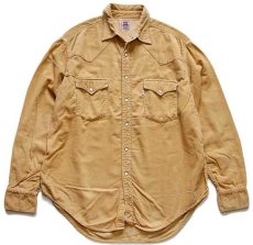 画像1: 90s Levi'sリーバイス コットン コーデュロイ ウエスタンシャツ 薄茶 XL★ユーロ (1)