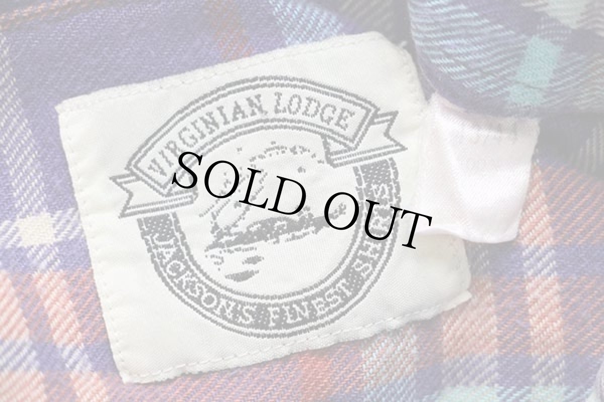 画像4: 80s JACKSON'S FINEST SHIRTS チェック コットン ライトネル グランパシャツ 43/44 (4)