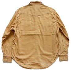 画像2: 90s Levi'sリーバイス コットン コーデュロイ ウエスタンシャツ 薄茶 XL★ユーロ (2)