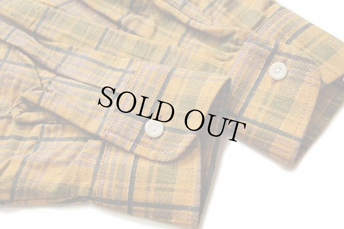 画像8: デッドストック★CARLO SANTINI チェック コットン プリントネル グランパシャツ 43 (8)