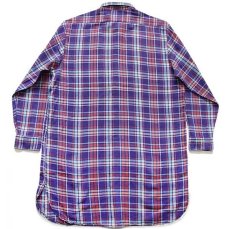 画像2: 80s JACKSON'S FINEST SHIRTS チェック コットン ライトネル グランパシャツ 43/44 (2)