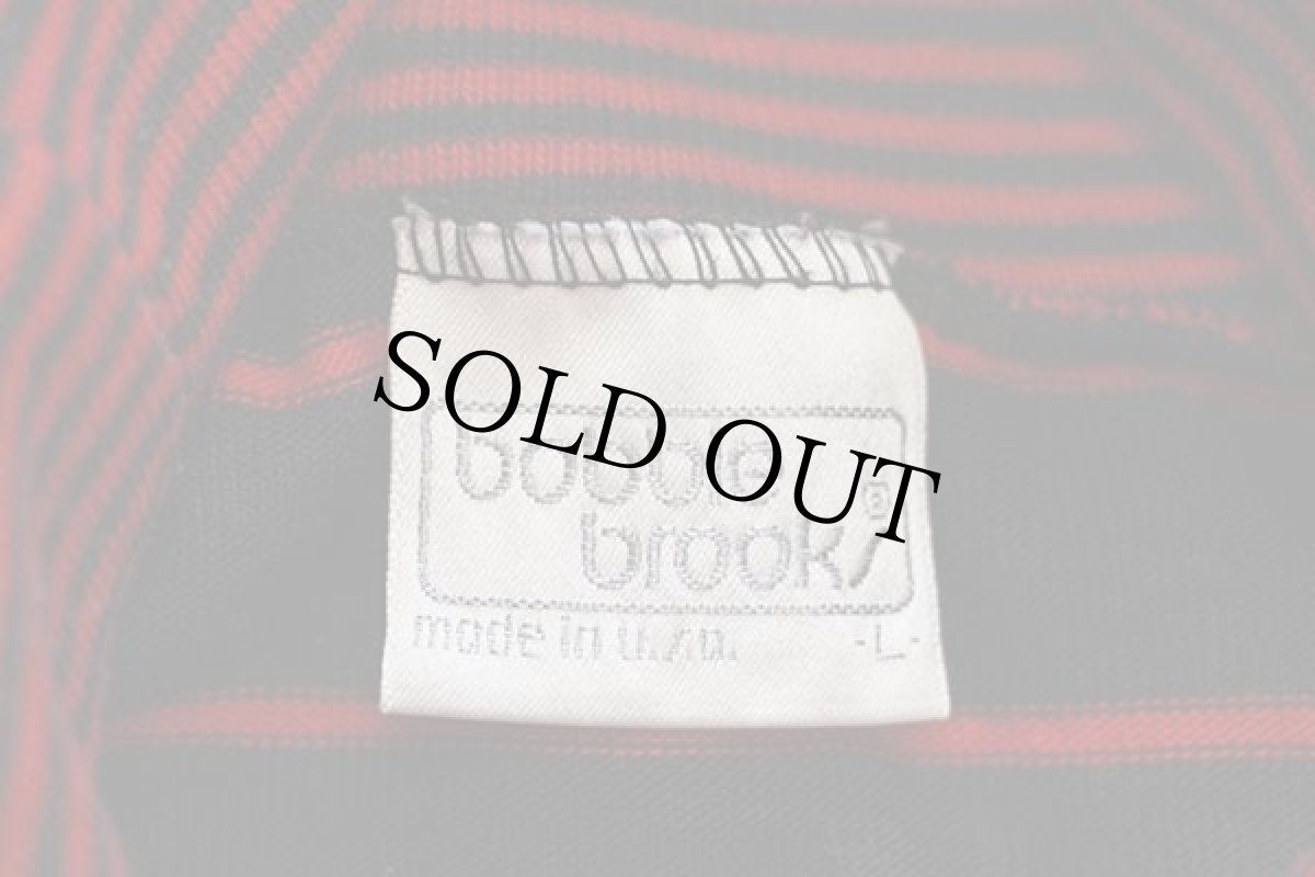 画像4: 90s USA製 bobbie brooks タートルネック ボーダー 切り替え 長袖Tシャツ 黒×赤 L (4)