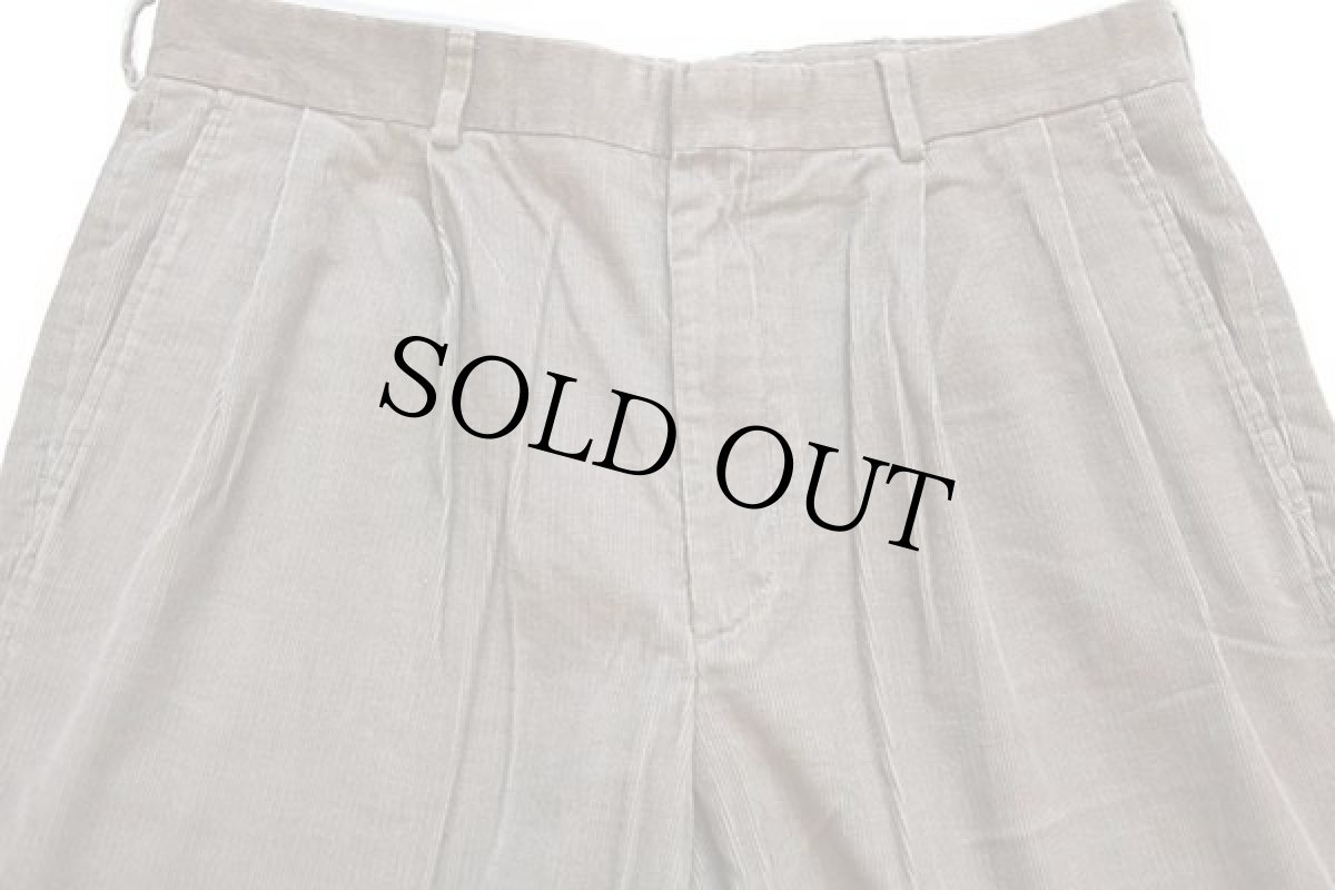 画像4: 90s USA製 LANDS'ENDランズエンド ツータック スラックス コーデュロイパンツ グレーブラウン w35 (4)