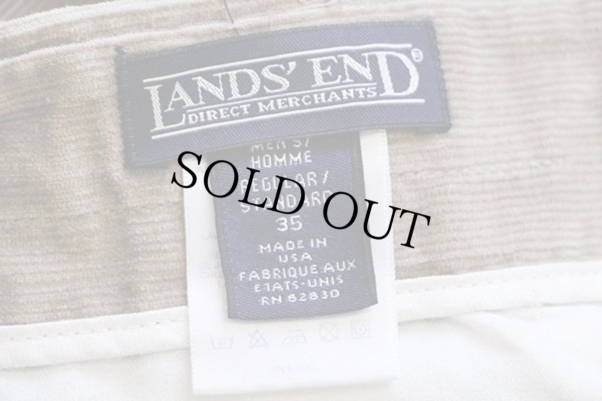 画像6: 90s USA製 LANDS'ENDランズエンド ツータック スラックス コーデュロイパンツ グレーブラウン w35 (6)