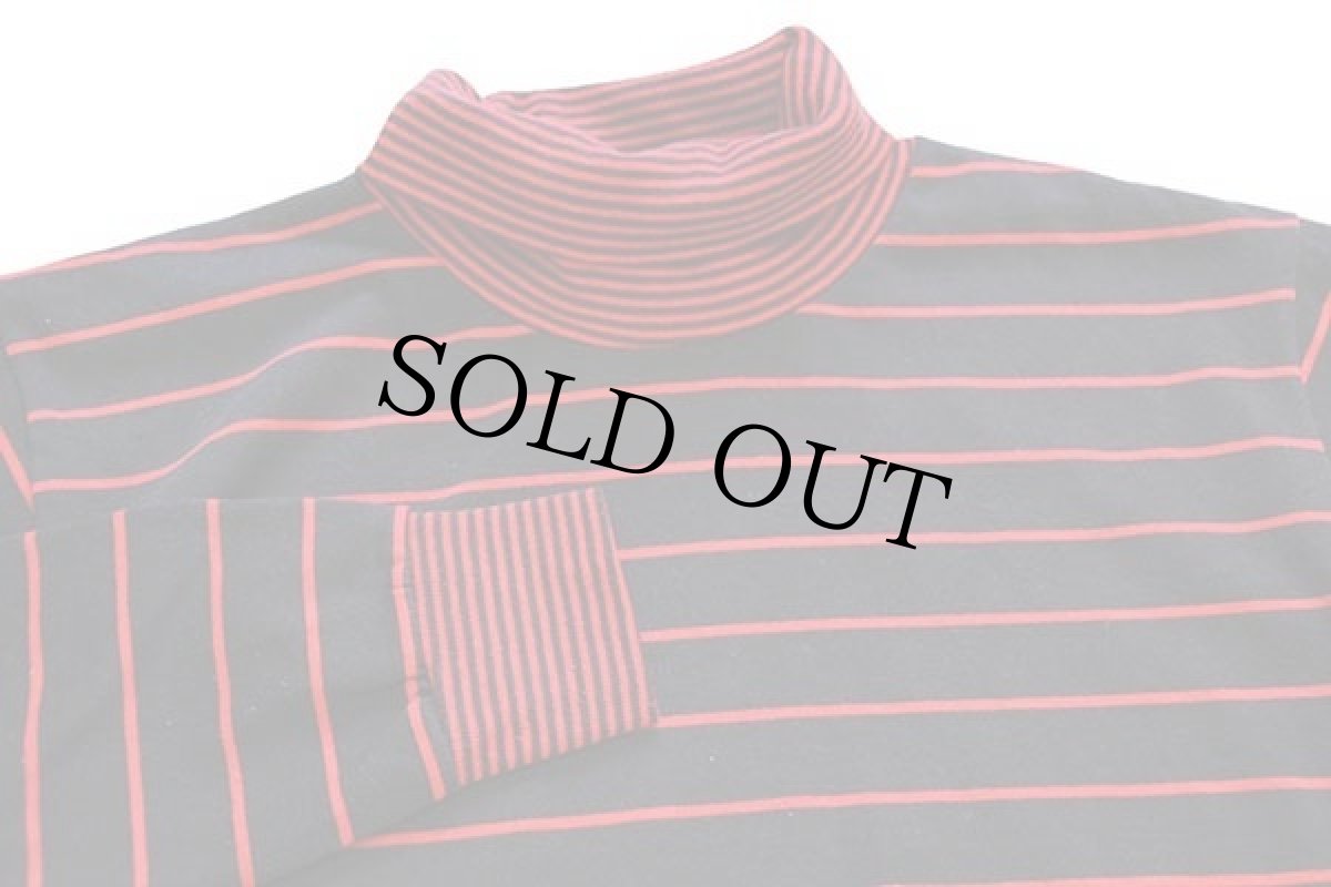 画像3: 90s USA製 bobbie brooks タートルネック ボーダー 切り替え 長袖Tシャツ 黒×赤 L (3)