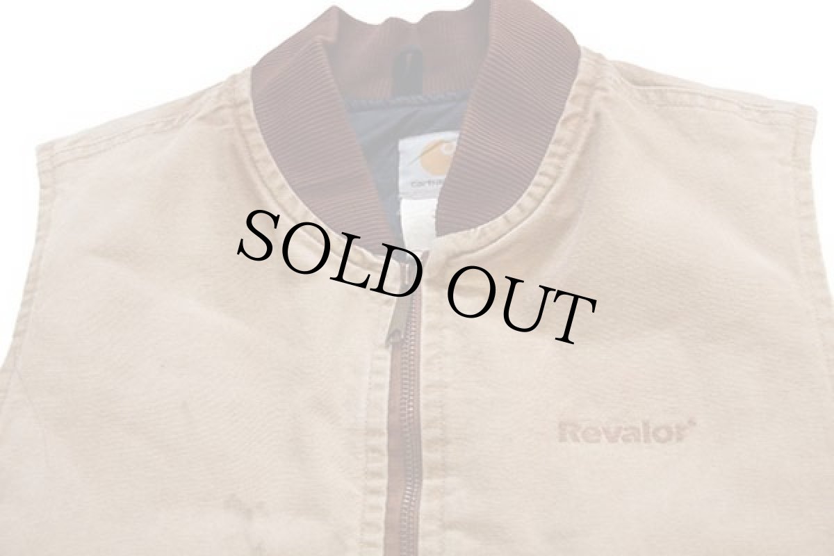 画像3: 90s USA製 carharttカーハート キルティングライナー ダックベスト 茶 フェード L (3)