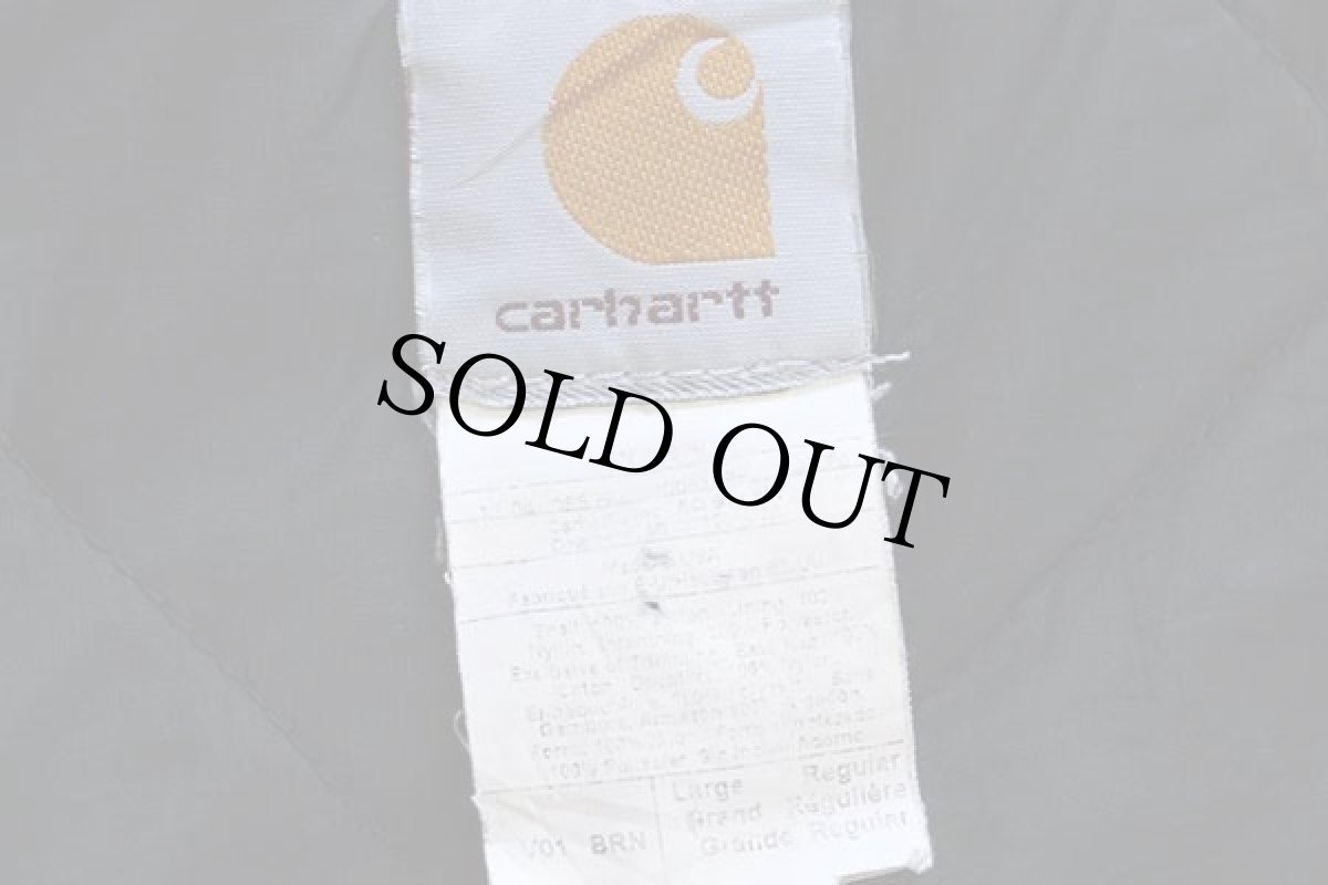 画像4: 90s USA製 carharttカーハート キルティングライナー ダックベスト 茶 フェード L (4)