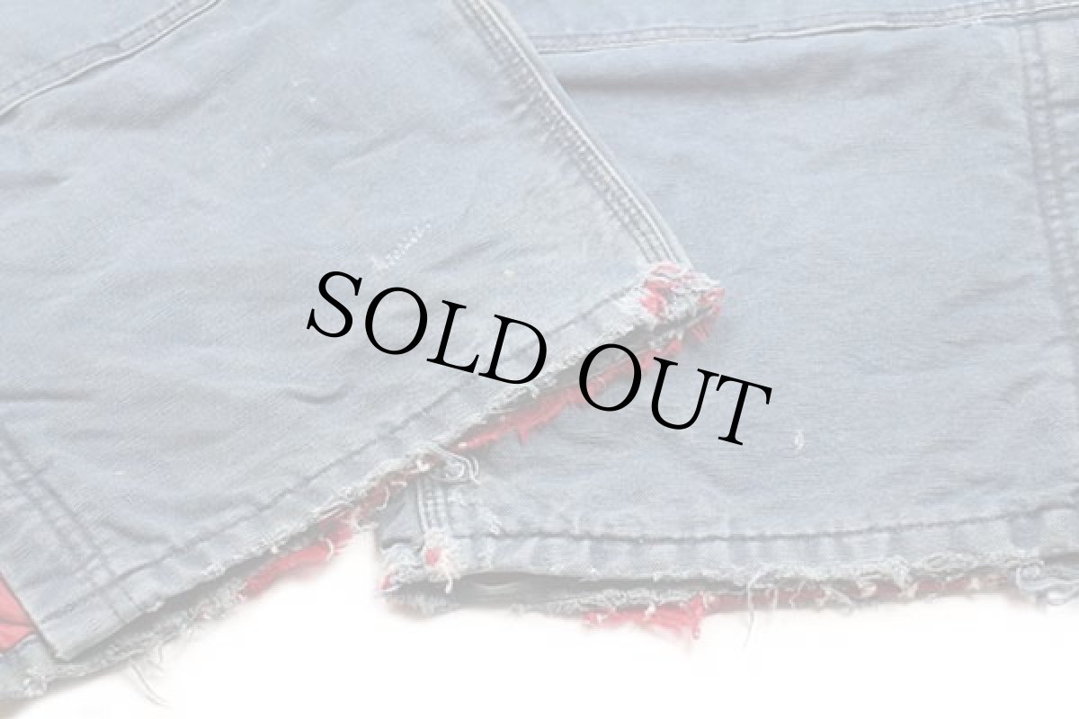 画像10: 90s carharttカーハート キルティングライナー ダック地 ダブルニー オーバーオール ボロ 薄紺 w44 L30 (10)