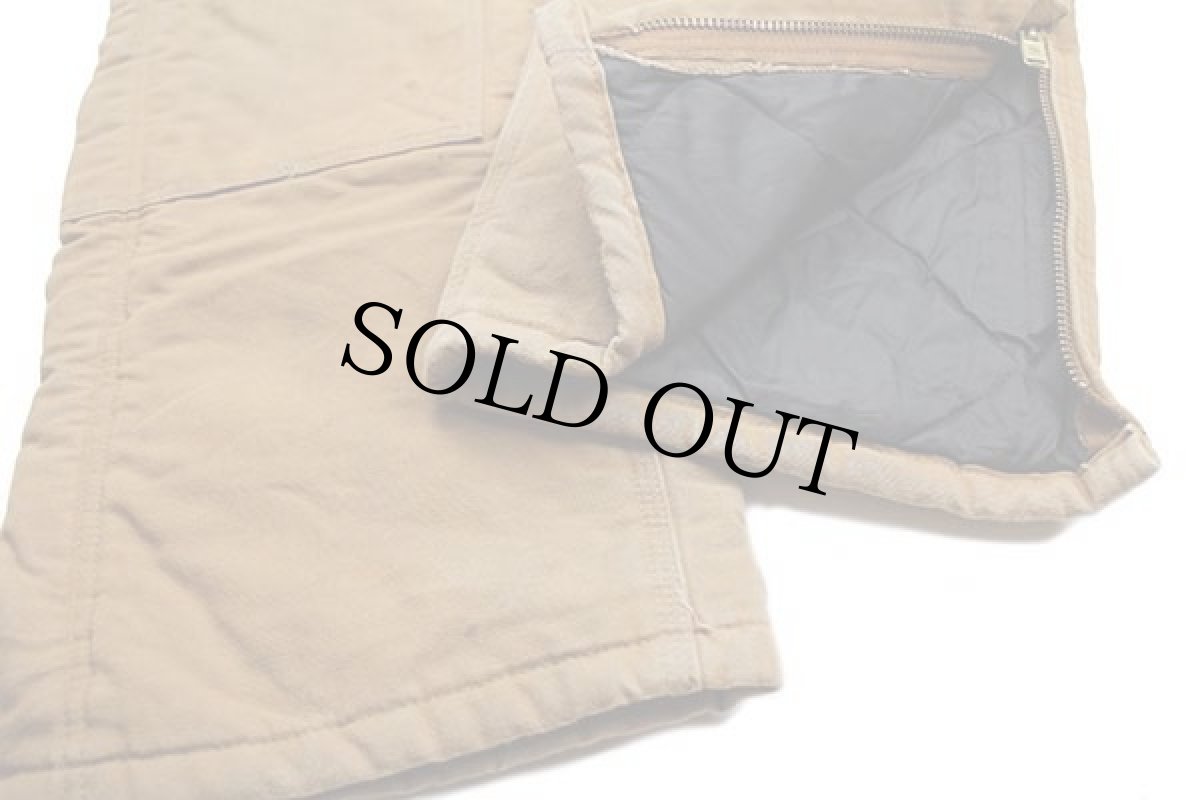 画像10: 90s USA製 carharttカーハート キルティングライナー ダック地 ダブルニー オーバーオール 茶 w34 L32 (10)