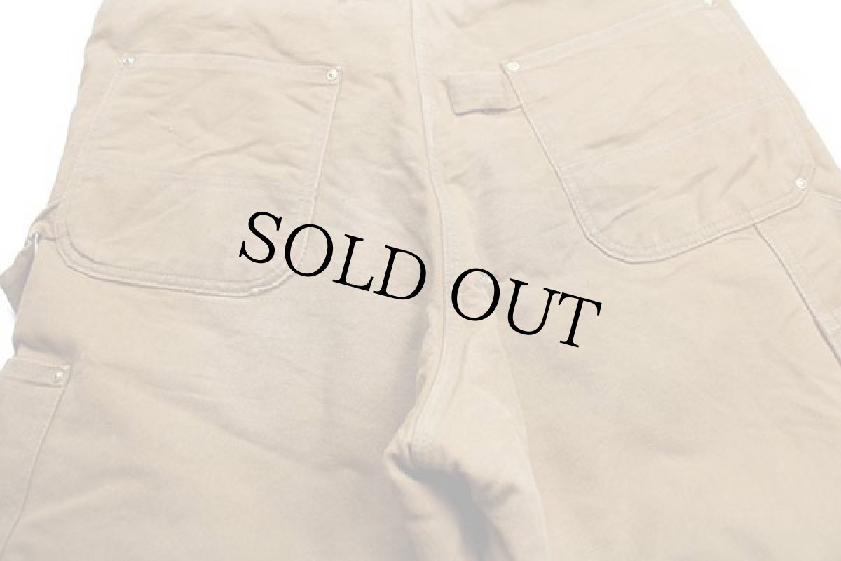 画像5: 90s USA製 carharttカーハート キルティングライナー ダック地 ダブルニー オーバーオール 茶 w34 L32 (5)